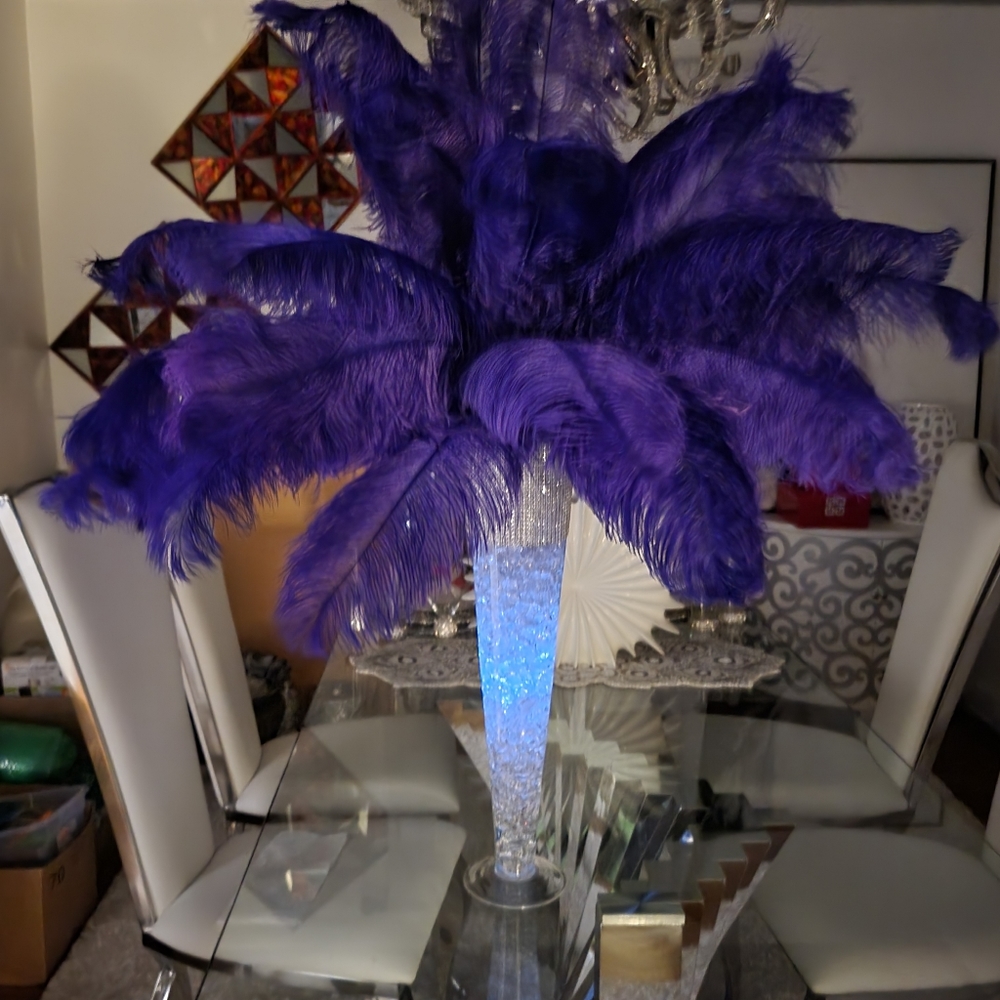 Wedding Trumpet Vases With Ostrich Feathers 6 of them price is price of each